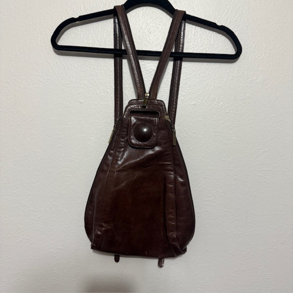 Hobo Brown Leather Convertible Sling Backpack